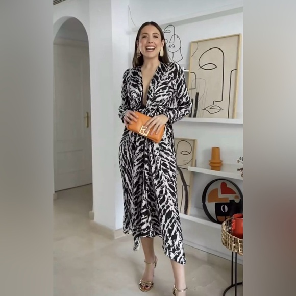 ZARA BLOGGERS’ FAVORITE SATIN EFFECT ANIMAL PRINT DRESS - Picture 5 of 16